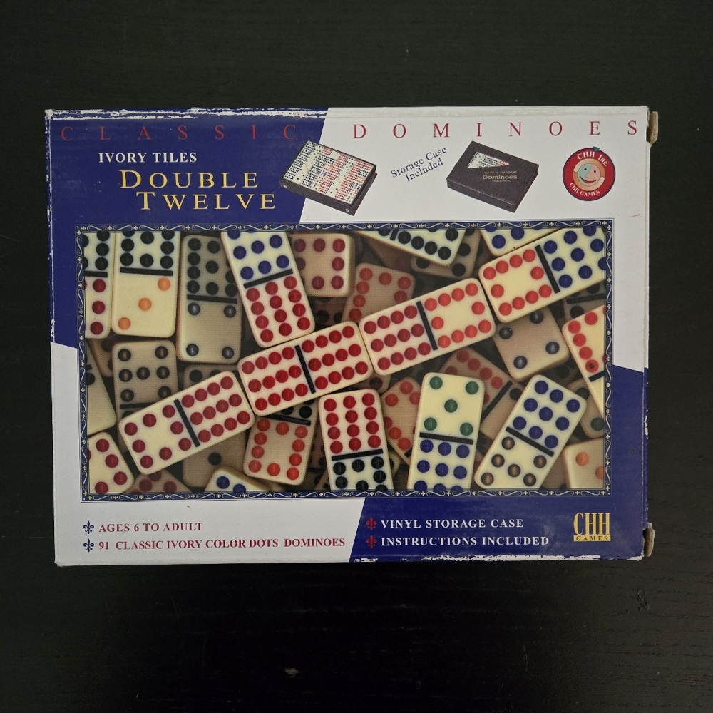 Double Twelve Classic Dominoes 91 Ivory Tiles